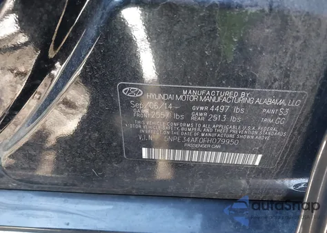 2015 Hyundai Sonata Limited from USA, damaged, VIN 5NPE34AF0FH079950
